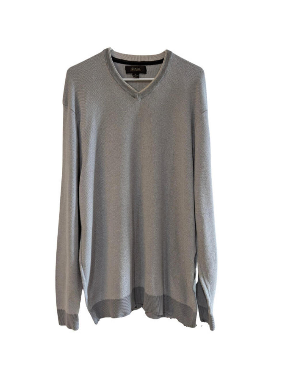 Tasso Elba Men's V-Neck Sweater, Gray, Size XL, Cotton, Long Sleeve